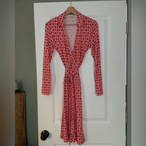 Boden jersey knit |wrap dress| collared dress.